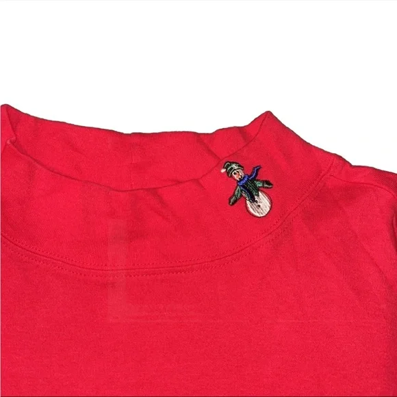 Vintage Basic Editions Turtleneck Women's Red Snowman XL Holiday Shirt - Picture 2 of 5
